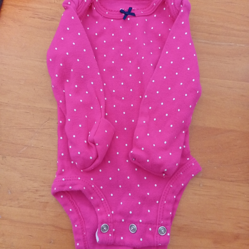 Pink with polka dots newborn body suit